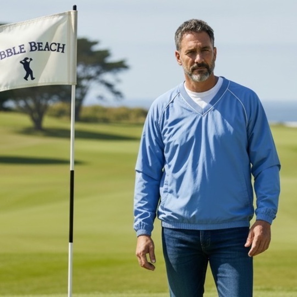 FootJoy Mens V-Neck Golf Windshirt Blue Long Sleeve Pullover XL CA28544